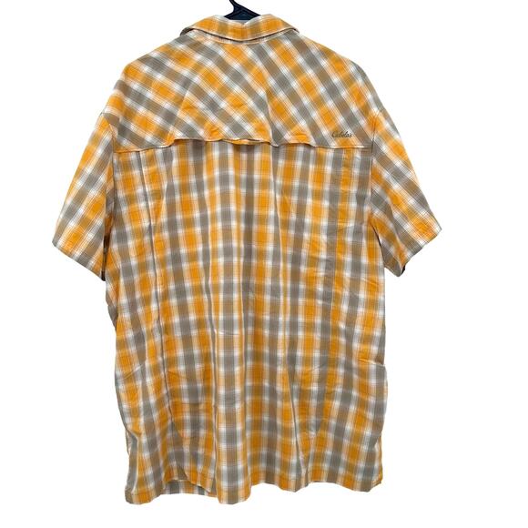 Cabelas Size XL Shirt Orange Plaid Button Up‎ Cool Max Fishing Outdoors Hiking - Picture 2 of 4